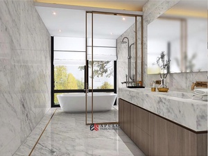 Trung Quốc Tiếp Nhận Bàn Khách Sạn Phòng Khách Tường Tiêu Chuẩn Lớn Tường Cầu Thang Gạch Sàn Chứng Khoán Trắng Carrera Carrara Đá Cẩm Thạch Tấm - Product Image 5