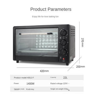 <span class=keywords><strong>Horno</strong></span> Tostador Eléctrico de Convección de 22L, <span class=keywords><strong>Horno</strong></span> Pequeño Automático para Hornear, Multifuncional, de Gran Capacidad, de Escritorio, Metálico, Mecánico - Product Image 5