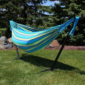 <span class=keywords><strong>Hamac</strong></span> brésilien <span class=keywords><strong>double</strong></span> réglable de 400LBS avec support et sac de transport pour le jardin, la plage, la piscine et l'extérieur. - Product Image 3