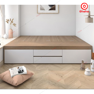 Cadre de lit en bois de style boîte au design moderne Surface résistante aux rayures Cadre de lit de type boîte avec surface lisse anti-rayures - Product Image 4