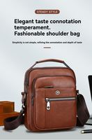 Tas Selempang Pria PU Anti Air Tas Tangan Kurir Bahu Vertikal Multi Saku Tali Dapat Disesuaikan Kapasitas Besar Tahan Lama