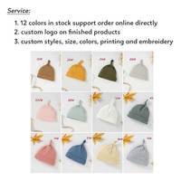Gorros de Bebé de Algodón Orgánico para Recién Nacidos al por Mayor, Gorros de Bebé Suaves con Nudo