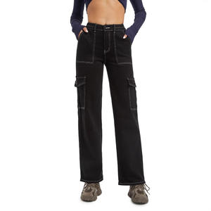2025 Autumn Casual High-Waisted Straight-Leg Denim Work Pants with Multiple Pockets Outdoor <b>Workwear</b> Style - Product Image 3