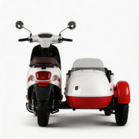 2-Person Electric Sidecar Motorcycle | Red-White Retro Urban Commuter Scooter