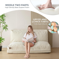 Housse de pouf-lit-canapé extra épaisse, longue, pliable, avec cordon, lavable, amovible pour adultes - pour salon, hôtel ou centre commercial