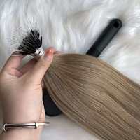Extensions de cheveux humains naturels brésiliens Remy de haute qualité, double épaisseur, pointe nano, micro-perles, vierges brutes