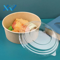 Bol en papier kraft jetable compostable sans BPA avec couvercle, forme ronde, pour collations, artisanat, restauration, impression de logo personnalisée
