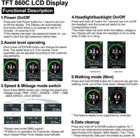 Affichage Bafang avec écran couleur USB P860C, 24V-60V, étanche, 5 broches femelle pour moteur central Bafang BBS01 02 BBSHD