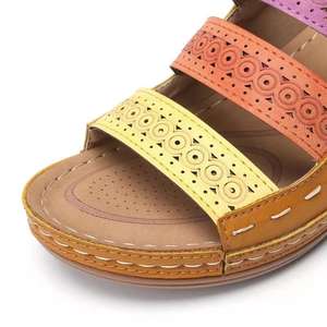 Sandales compensées <span class=keywords><strong>pour</strong></span> femmes d'été, sandales orthopédiques de qualité supérieure à bout ouvert, sandales vintage antidérapantes en cuir PU, chaussures décontractées à plateforme rétro <span class=keywords><strong>pour</strong></span> femmes - Product Image 5