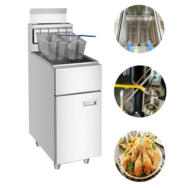 Gas deep fryer fast food equipment, single cylinder commercial gas open