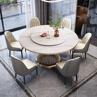 Ensemble de table et chaises de salle à manger rondes de luxe avec pieds en acier inoxydable doré, design moderne, meubles de maison