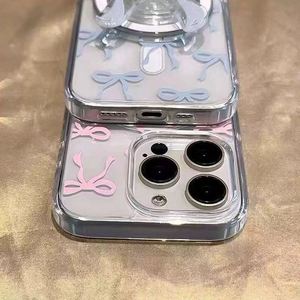 Funda Magnética Acrílica para Teléfono con Lazo Rosa y Azul para iPhone 16 Plus 15 14 16 Pro 13 12 11 Pro Max, Protección Completa para el Cuerpo - Product Image 3