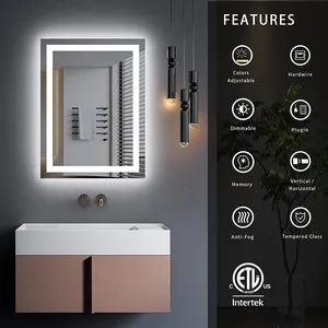 Wall Mounted Anti Fog Ip44 Lighted Led Mirror Smart Shower Backlit Bathroom Mirror With Led Light
