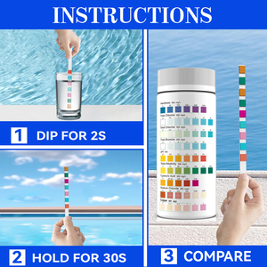 Bandes <span class=keywords><strong>d</strong></span>'<span class=keywords><strong>analyse</strong></span> de l'eau de <span class=keywords><strong>piscine</strong></span> <span class=keywords><strong>pour</strong></span> <span class=keywords><strong>piscine</strong></span> et spa, bande de test <span class=keywords><strong>d</strong></span>'eau de <span class=keywords><strong>piscine</strong></span> 9 en 1 W-9 - Product Image 4