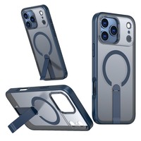 Coque transparente de luxe avec support magnétique invisible pour iPhone 17 Pro Max, 17 Air, 18, 16, 15, 14 Plus, 13, 12, 11 Pro Max