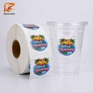 Étiquettes rondes personnalisées Rongzhen pour boissons, autocollantes, imperméables, en PET, pour bouteilles de jus - Product Image 2