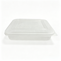 Boîte à lunch rectangulaire en PP recyclé, de qualité alimentaire, sans BPA, avec couvercle, pour aliments et salades, recyclable, gaufrée