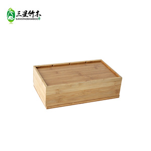 Caja de almacenamiento para bolsitas de café y té de bambú con tapa de acrílico y vidrio. Hecho a medida para exportación. - Product Image 3