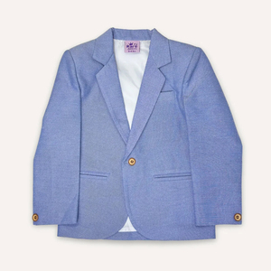Blazer en coton texturé bleu clair pour garçons, veste élégante pour occasions spéciales, tissu de qualité supérieure et coupe confortable pour enfants - Product Image 1