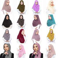 Cachecol grande chiffon duplo 2 cores, feminino, de algodão, para crianças, interna, islâmico, hijab