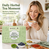 Teh KUNYON Blueberry Mulberry Leaf Chrysanthemum, Campuran Herbal Pilihan dalam Kantong Teh untuk Minuman Sehari-hari