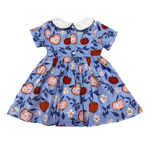 Youngland Vintage des années 80 filles enfants des années 80 retour à l'école coton polyester à manches courtes bleu pomme robe avec col claudine blanc - Product Image 2