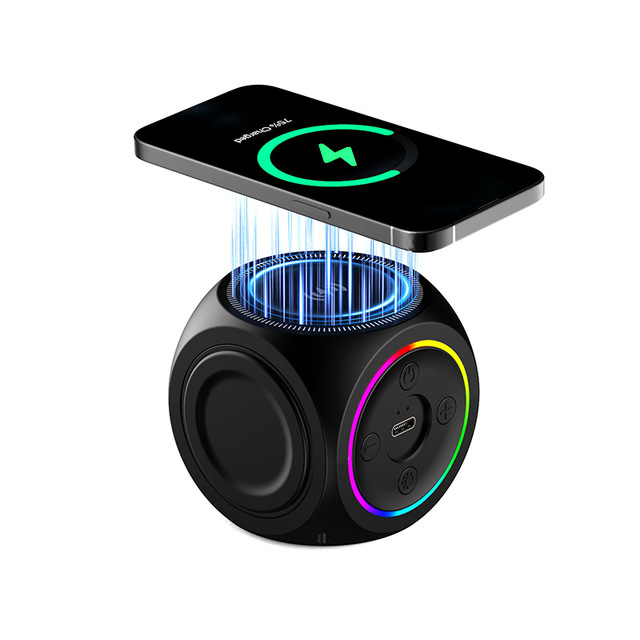 Cross-border for Speaker 4-in-1 Magnetic Wireless Charging TWS Pairing Fingertip Decompression Toy Gift Rhythm RGB Gyro 5W