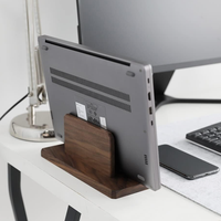 Support vertical pour ordinateur portable gain de place avec rehausseur d'écran, organisateur de bureau pour petit bureau