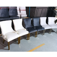 Chaises de Salle à Manger Luxe Européen Capitonnées en Velours Tissu Tête de Lion Design Moderne Pieds en Acier Inoxydable, Lots de 6