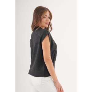 Suéter de Punto con Estampado de Margaritas en Color Antracita para Mujer, Producto al por Mayor - Product Image 3