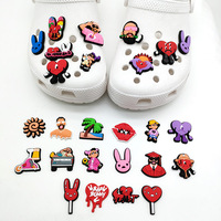 Boucle décorative en plastique souple PVC pour chaussures, fleur en plastique à insérer, lapin Bad Ruffian pour Bad Bunny, décoration de chaussures de plage