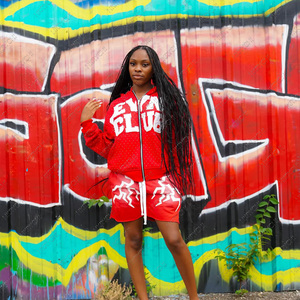 Haute Qualité Térylène/Polyester Fermeture Éclair Jambe Full Zip Jogger Personnalisé Strass En Détresse Broderie D'été Smart Casual Survêtement - Product Image 1