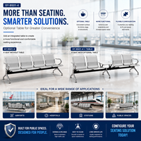 Banc d'attente moderne 4 places, chaise commerciale en métal pour espaces publics, écoles, centres commerciaux, parcs, table à thé optionnelle SY-BS01-4