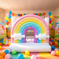Super Castle Rainbow Commercial Mini PVC Inflatable Bounce House Bouncy Castle 2.5x2.5m Kapasitas 150kg Tema Bunga/Hati Mudah Dipasang