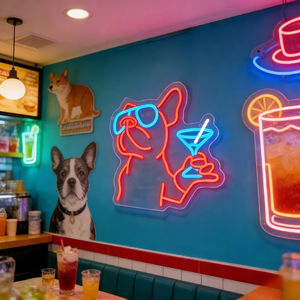 Enseigne néon LED USB dimmable en acrylique, motif <span class=keywords><strong>Chien</strong></span> avec lunettes <span class=keywords><strong>de</strong></span> soleil, pour Bar, Décoration d'espace tendance, Cadeau original, Spot <span class=keywords><strong>photo</strong></span> - Product Image 6