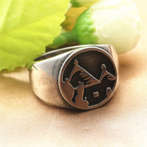 European American Style <b>Titanium</b> Steel Tribal <b>Ring</b> Retro Men's Punk Geometric Design Silver Color Gift Jewelry 212028 - Product Image 2