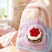 Pendentif Squishy Gâteau Fraise en Silicone Alimentaire, Jouet Anti-Stress à Remontée Lente, Jouet de Bureau pour Soulager l'Anxiété, Cadeau, Vente en Gros