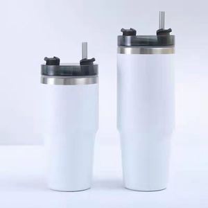 Gobelet de voyage isotherme 20oz 30oz pour voiture avec couvercle et paille, base antidérapante, pour boissons chaudes et froides en conduite - Product Image 1
