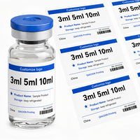 Étiquettes personnalisées mates en rouleau prédécoupées - Autocollants pour flacons en verre transparent de 3 ml et 10 ml pour machine d'étiquetage automatique de peptides