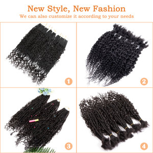 Vendita all'Ingrosso di Fabbrica Originea, Estensioni per Capelli Boho Intrecciati in Capelli Umani, Dreadlocks all'Uncinetto <span class=keywords><strong>con</strong></span> Punte Ricce 16 Pollici - Product Image 2