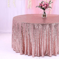 Nappe de Table Ronde à Paillettes Or Rose pour Mariage Mariage 120 Pouces Tissé Style Américain Patchwork Couverture de Table
