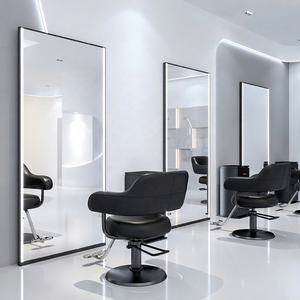 Miroir de Salon LED Moderne sur Pied, Miroir Coiffure Double Face pour Barbier et Salon de Beauté - Product Image 1