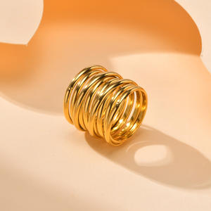 卸売レトロなスタイルの分厚いステンレススチール18K金メッキマルチレイヤーリング防水ジュエリー結婚式やギフト用 - Product Image 5