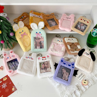 Porte-cartes en peluche Kpop motif animal de dessin animé pour cartes de visite, cartes d'identité d'étudiant, porte-cartes photo personnalisés en peluche de 3 pouces