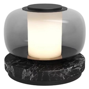 Lampe de table moderne en marbre avec abat-jour en verre, lumière LED à commande tactile pour salon, chambre à coucher, design nordique - Product Image 5