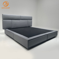 Lit de villa moderne de luxe avec tête de lit capitonnée King Size, dernier lit double de luxe pour chambres à coucher