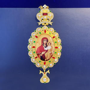 تمثال أسقف راقي معدني أنيق لتمثال اليسوس عيد الميلاد المسيحي بيزنطي قلادة متقاطعة متينة أنيقة لصلوات الكنيسة مطلية - Product Image 3