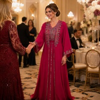 Robe longue modeste brodée pour occasions festives, deux pièces, possibilité de personnalisation, Kaftan islamique pour femmes, Abaya musulmane
