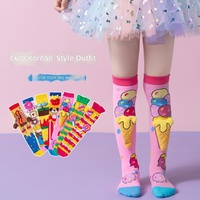 Nouvelle Collection Automne 2026 – Chaussettes Mi-Mollet pour Enfants, Adorables, Respirantes, en Jacquard 3D Imprimé Motif Glace Coloré