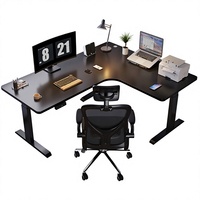 Pieds de bureau électrique intelligents relevables en L pour poste de travail à domicile, en métal, réglables et automatiques, avec bordure scellée
